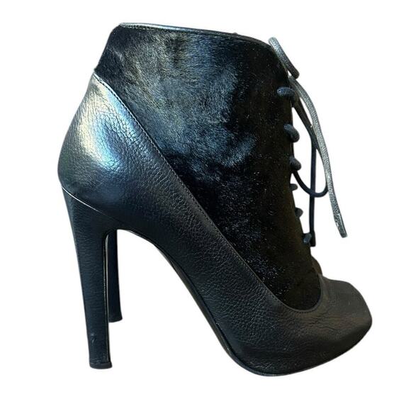 Proenza Schoulder Black Laceup Peep Toe Pony Hair Stiletto Booties - 36 / US 6 - Picture 2 of 13